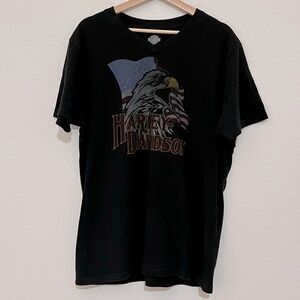 Harley Davidson American Flag Eagle Black T-Shirt